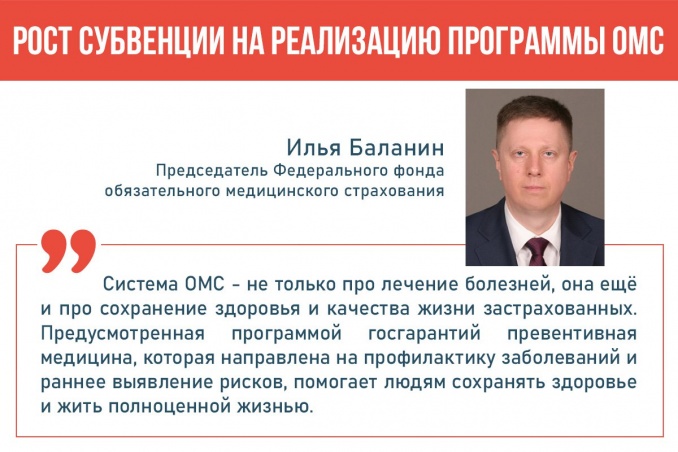 Рост субвенции на реализацию программы ОМС